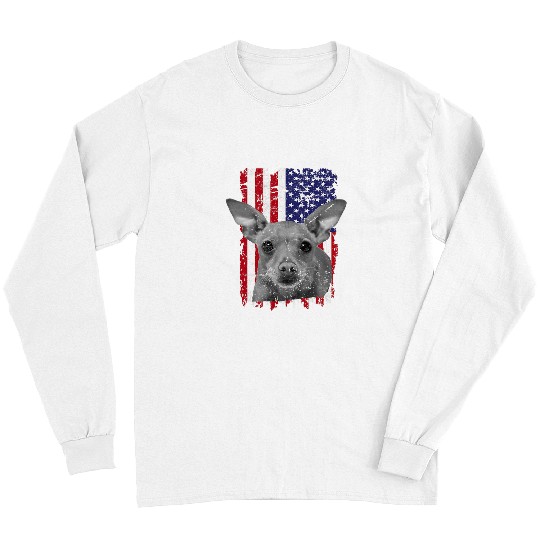 Miniature Pinscher Pet Distress American flag Miniature Pinscher Dog USA Long Sleeves