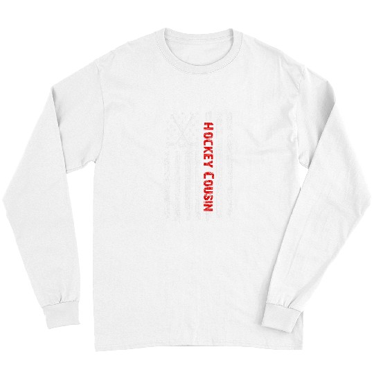 Sport Hockey American Flag Proud Hockey Cousin Funny Mothers Day Vintage Long Sleeves