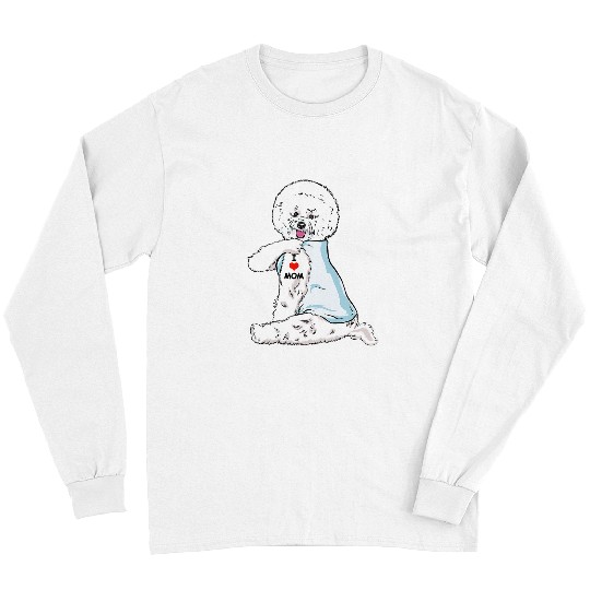 Bichon Pet Frise I Love Mom Tattoo Bichon Frise Mom Dog Lover Women Long Sleeves