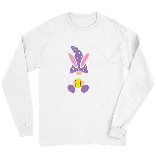 Sport Softball Easter Day Gnome Hug Softball Easter Bunny Spring Gnome Long Sleeves