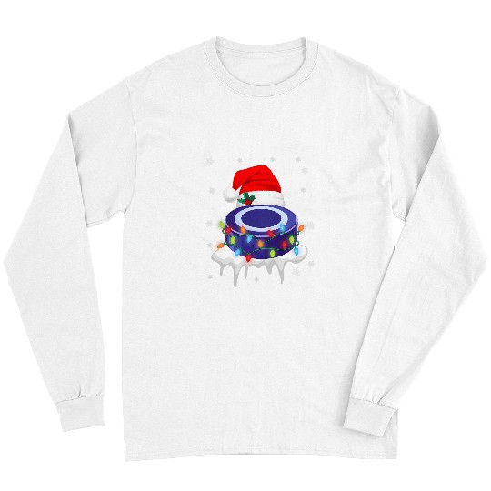 Sport Hockey Cute Christmas Hockey Santa Hat xmass Light Boys Girls Long Sleeves