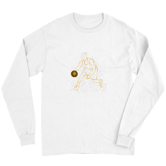 Sport Basketball MVP Gold Basketball and Player Basketball Lover Trophy Retro Long Sleeves