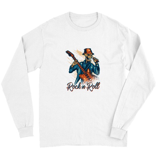 Funny Guitar Vintage Retro 80s Music Guitar Girl with guitar Rock 2Roll Long Sleeves