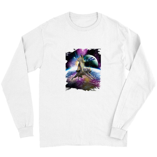 Coyote Mammal Cat Riding wolfs Space Galaxy Earth Long Sleeves