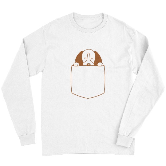 Beagle Pet Minimalist Beagle Dog In Pocket Cute Kawaii Happy Fun Long Sleeves