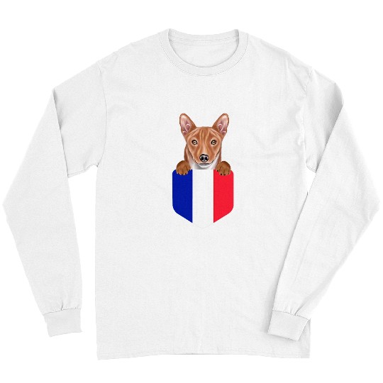 Basenji Pet Dog Basenji France Flag Basenji Dog In Pocket Long Sleeves