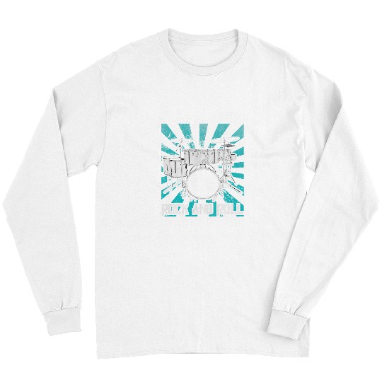 Funny Drummer Rock and Roll Drum Set Music Long Sleeves