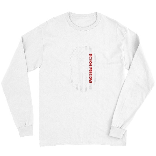 Bichon Pet Frise Lover Gifts Bichon Frise Dad American Flag Long Sleeves