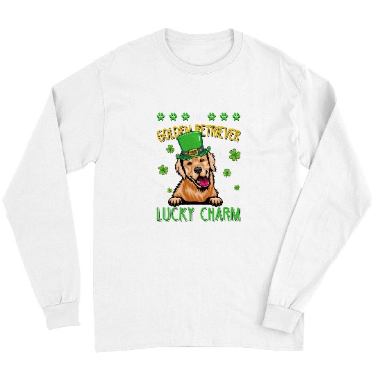 Golden Retriever Pet Clover My Golden Retriever Is My Lucky Charm St Patricks Day Long Sleeves
