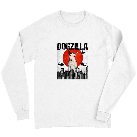 Bull Terrier Pet Funny Vintage Japanese Dogzilla Long Sleeves