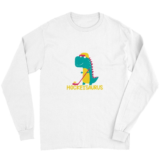 Sport Hockey Dino Hockey Fan Hockeysaurus Winter Sports Dino Ice Hockey Player Long Sleeves