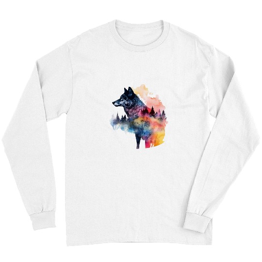 Coyote Mammal Colorful Wilderness Nature wolfs Reflection Long Sleeves