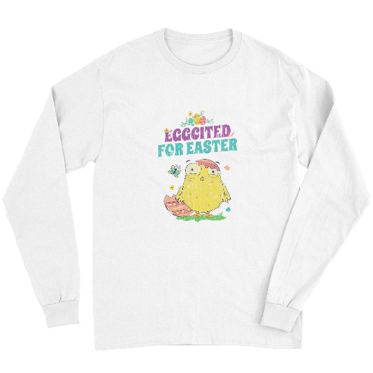 Eggcited For Easter Funny Chicken Farmer Easter Long Sleeves
