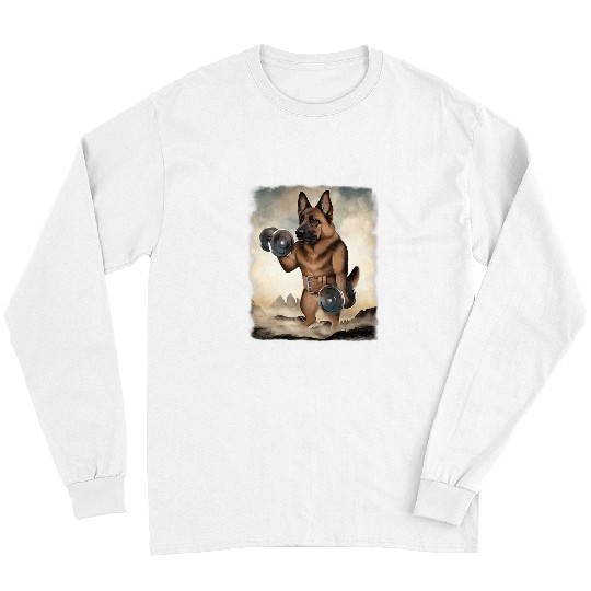 German Shepherd Pet Muscle Training Weightlifting Dumbbell Long Sleeves