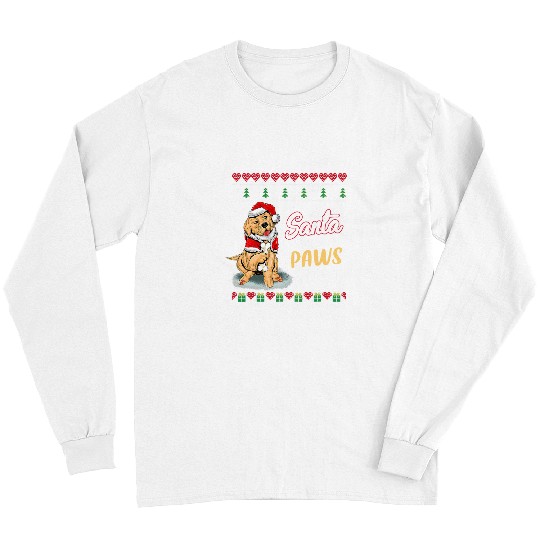 Golden Retriever Pet Womens Golden Retriever Dog Funny Santa Paws Christmas 176 Long Sleeves