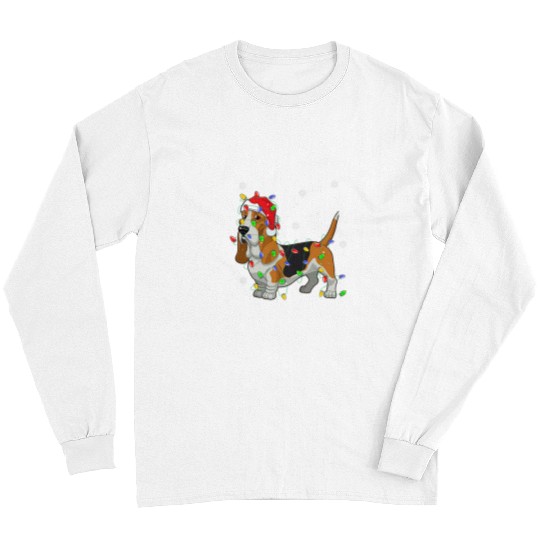 Basset Hound Pet Christmas Sweater Dog xmass Lights Tree Long Sleeves