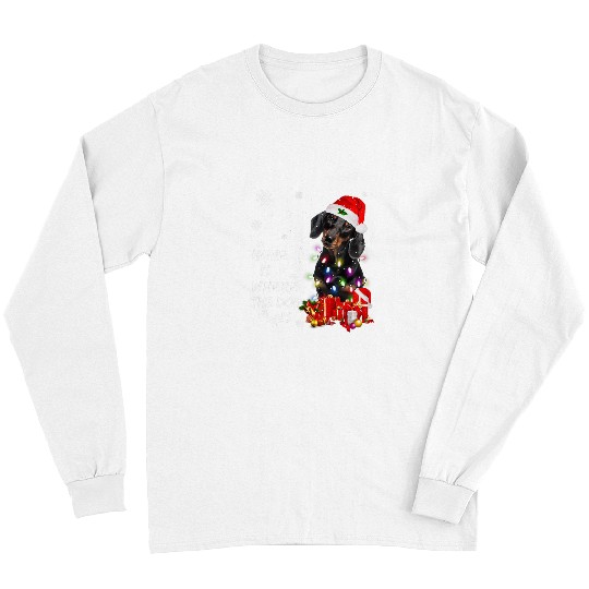 Dachshund Pet Santa Christmas Tree Lights xmass Boys Long Sleeves