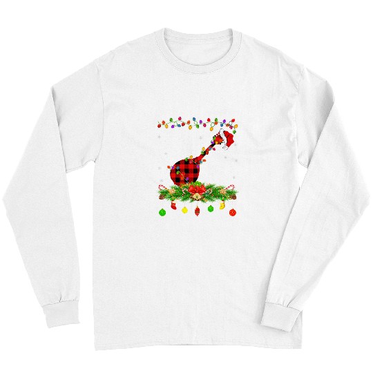 Funny Mandolin Matching Red buffalo plaids Mandolin Christmas Pajama Long Sleeves