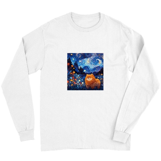 Chow Chow Pet Starry Night For Dog Mom Dog Dad Long Sleeves