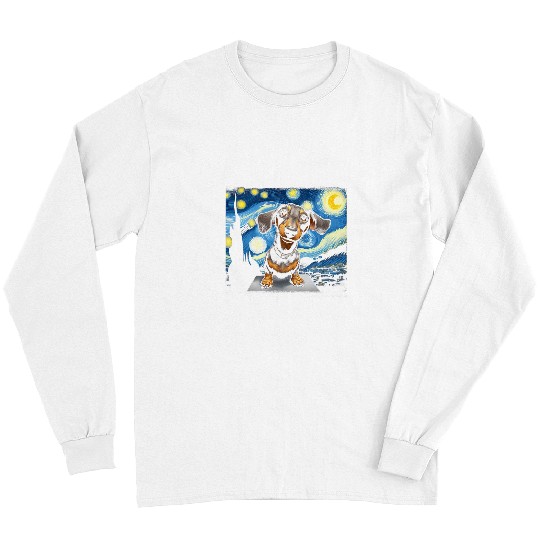 Dachshund Pet Funny Dachshunds Sausage Dogs in a Starry Night 1 Long Sleeves