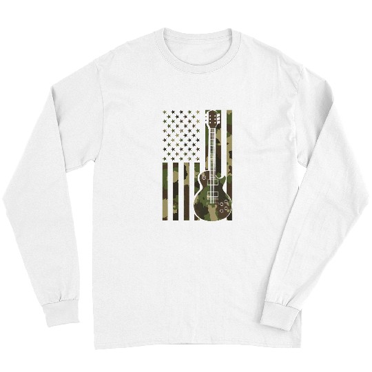 Funny Guitar USA Flag Electric Guitar Player Guitarist Camouflage Guitar Long Sleeves