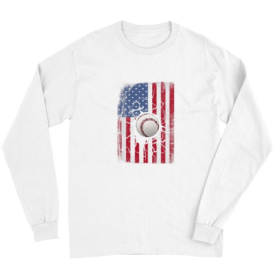 Sport Baseball Patriotic Baseball July 4th Men American Flag USA Boys Long Sleeves