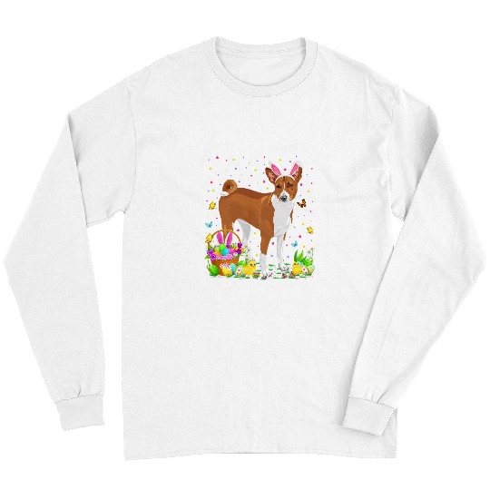Basenji Pet Dog Basenji Easter Basenji Dog Bunny Egg Hunting Basenji Easter Sunday Long Sleeves