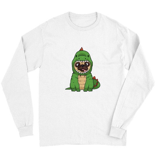 Pug Pet Dinosaur Dino Poggy The TRex Pug T rexs Saurus Long Sleeves