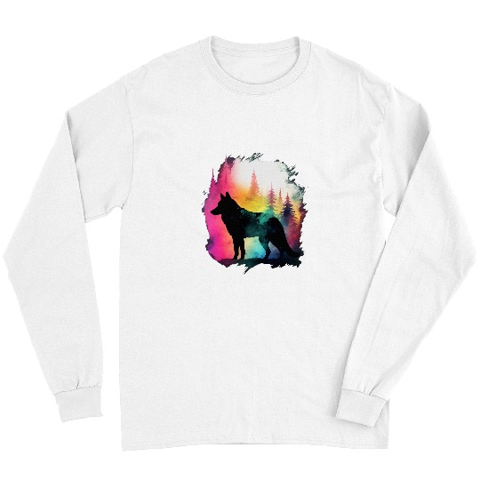 Coyote Mammal Colorful Wilderness Nature wolfs Reflection 21 Long Sleeves