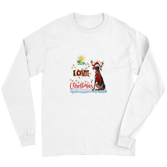 Doberman Pet Pinscher Santa Hat Reindeer Costume Christmas Light Long Sleeves