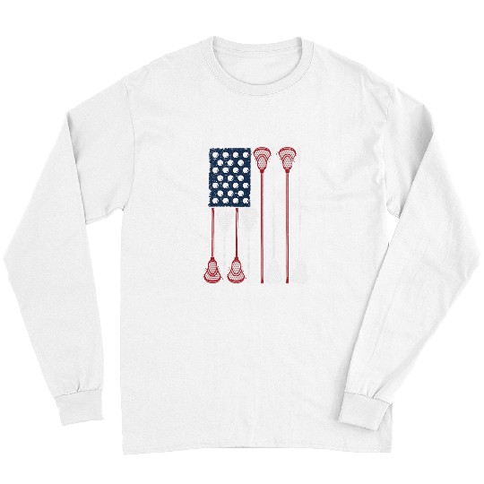 Sport Lacrosse American USA Flag Long Sleeves