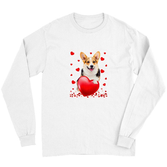 Corgi Pet Dog Cute Love Hearts Corgi Valentines Puppy Lover 52 Long Sleeves
