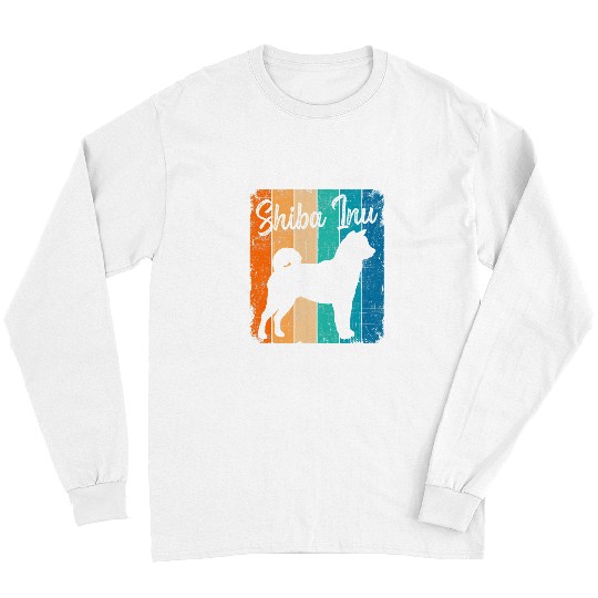 Shiba Inu Pet vintages Retro Shiba Inu Dog Dad Dog Mom Silhouette Long Sleeves