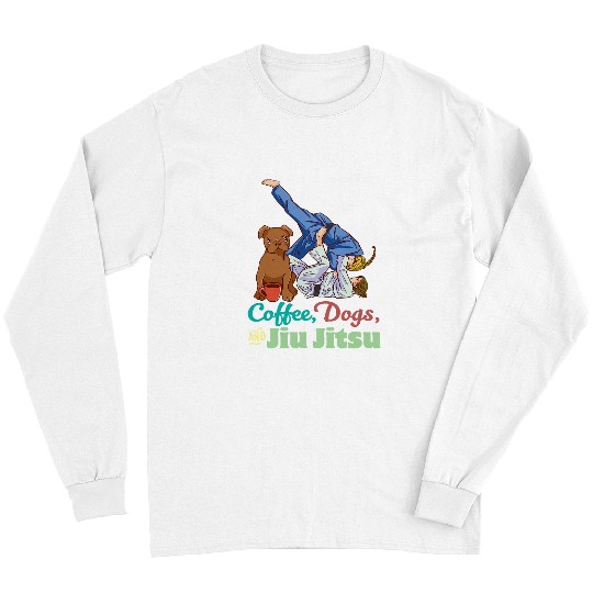 Martial Arts Doggie Student Dog Owner Funny Coffee Jiu Jitsu Long Sleeves