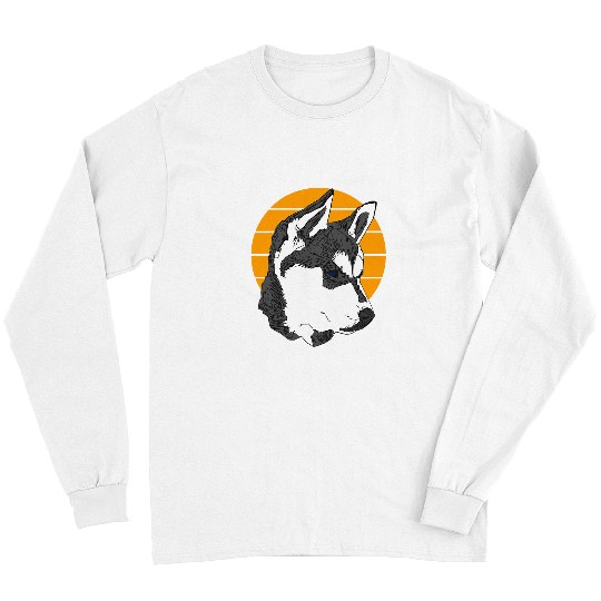 Husky Pet design dog imprint artwork face with Siberian Husky 31 Long Sleeves
