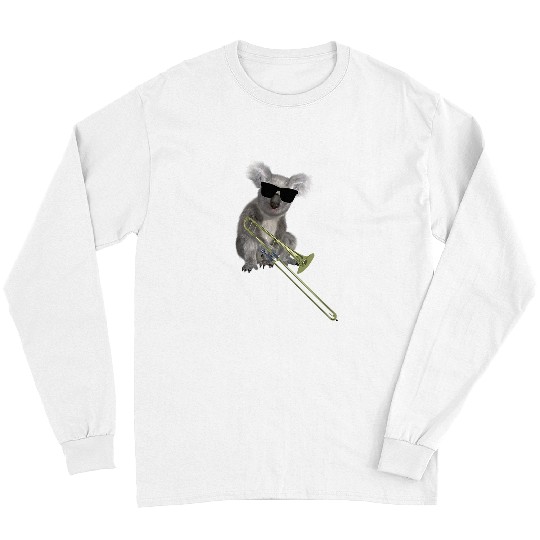 Funny trombones Koalas Funny Koala Wearing Sunglasses Playing Trombone Long Sleeves