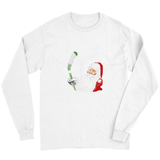 Sport Hockey Funny Christmas Hockey Santa Sleighn It Long Sleeves
