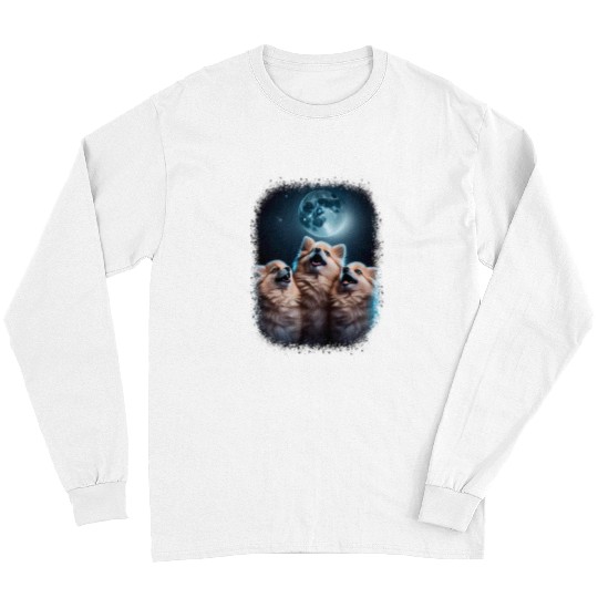 Pomeranian Pet Howling At The Moon Funny Pomeranian Lover Long Sleeves