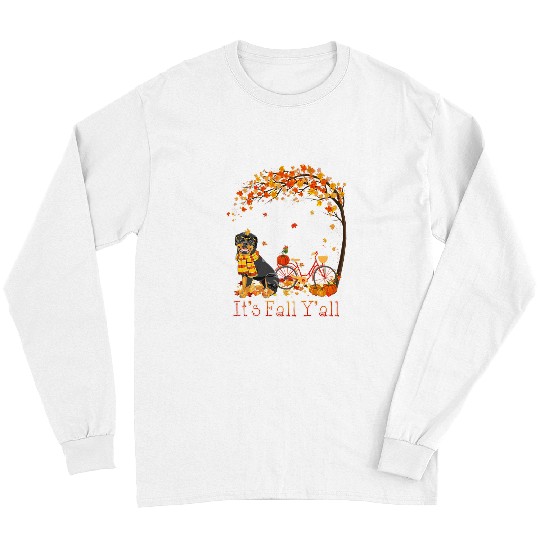 Rottweiler Pet Its Fall Yall Rottweiler Bike Pumpkin Spice Autumn Outfit Long Sleeves