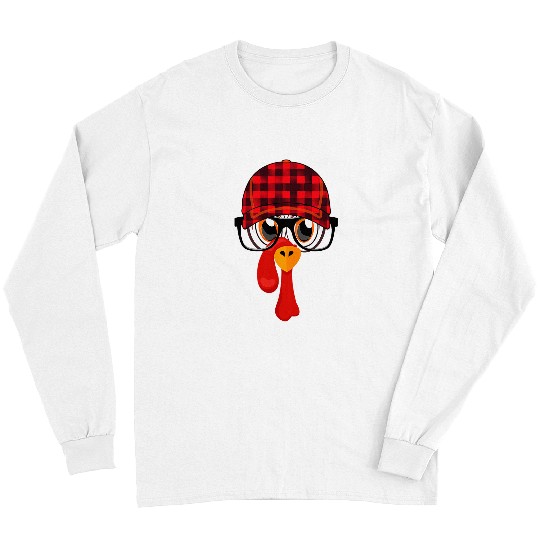 Sport Baseball thanksgiving turkey face plaid fall baseball cap 2glasses 9 Long Sleeves