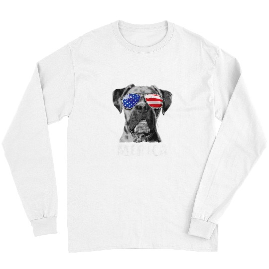 Boxer Pet 4th of July Merica Sunglasses Men USA American Flag 1 Long Sleeves