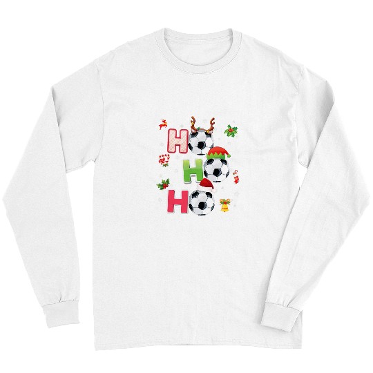 Sport Soccer Ho Ho Ho Soccer Ball Christmas Santa Elf Reindeer Merry Xmas Long Sleeves
