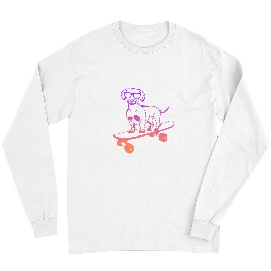 Dachshund Pet Skateboarding Dog On Skateboard Dachshund Skater Long Sleeves
