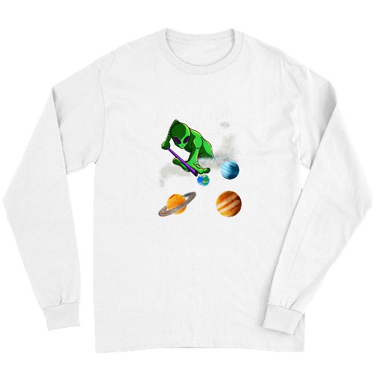 Sport Billiard Aliens playing pool with solar system planets Long Sleeves