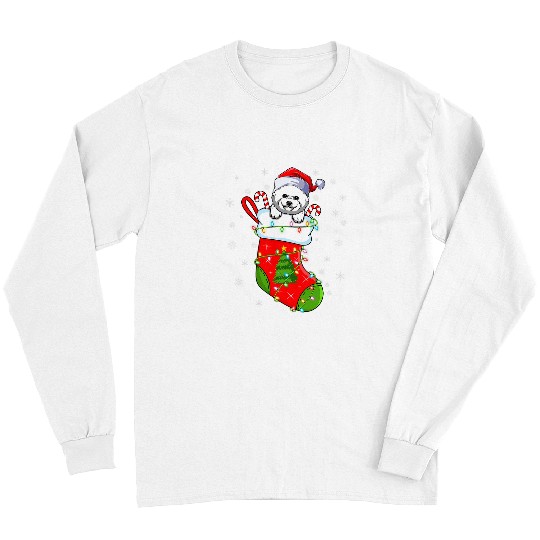 Bichon Pet Frise In Christmas Socks Santa Bichon Frise Xmas Long Sleeves