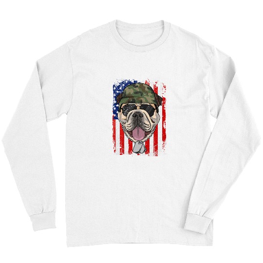 English Bulldog Pet Veteran 4th of July 193 Long Sleeves