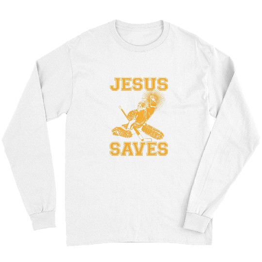 Sport Hockey Christian Jesus Saves Long Sleeves
