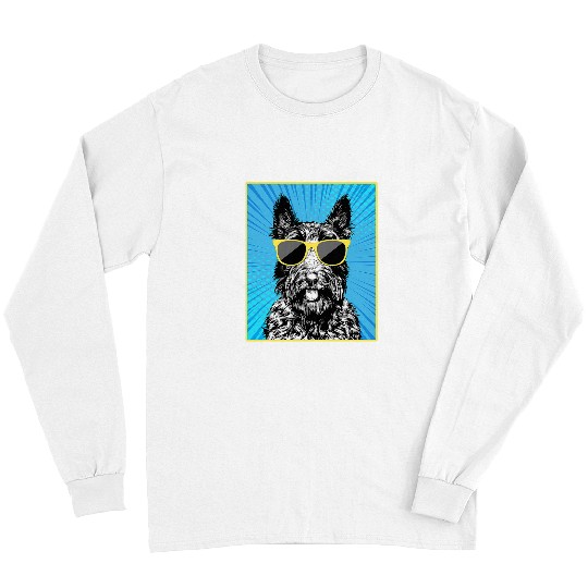 Scottish Terrier Pet Portrait Pop Art Scottie Dog Sunglasses Long Sleeves