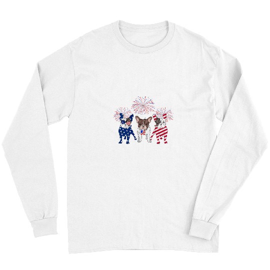 French Bulldog Pet american flag 4th of july independence day Long Sleeves