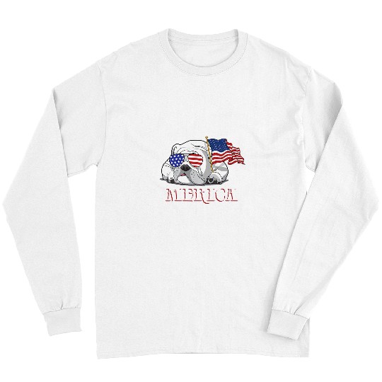 English Bulldog Pet Merica American Flag Stars And Stripes Long Sleeves